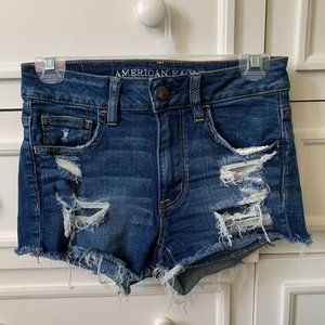 American Eagle Super Stretch Hi-Rise Shortie Dark Wash Size 2